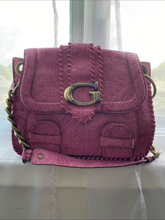 Guess Handbags - Y2k Vintage Guess Paisley-embossed Pink Leather Crossbody Bag Purse